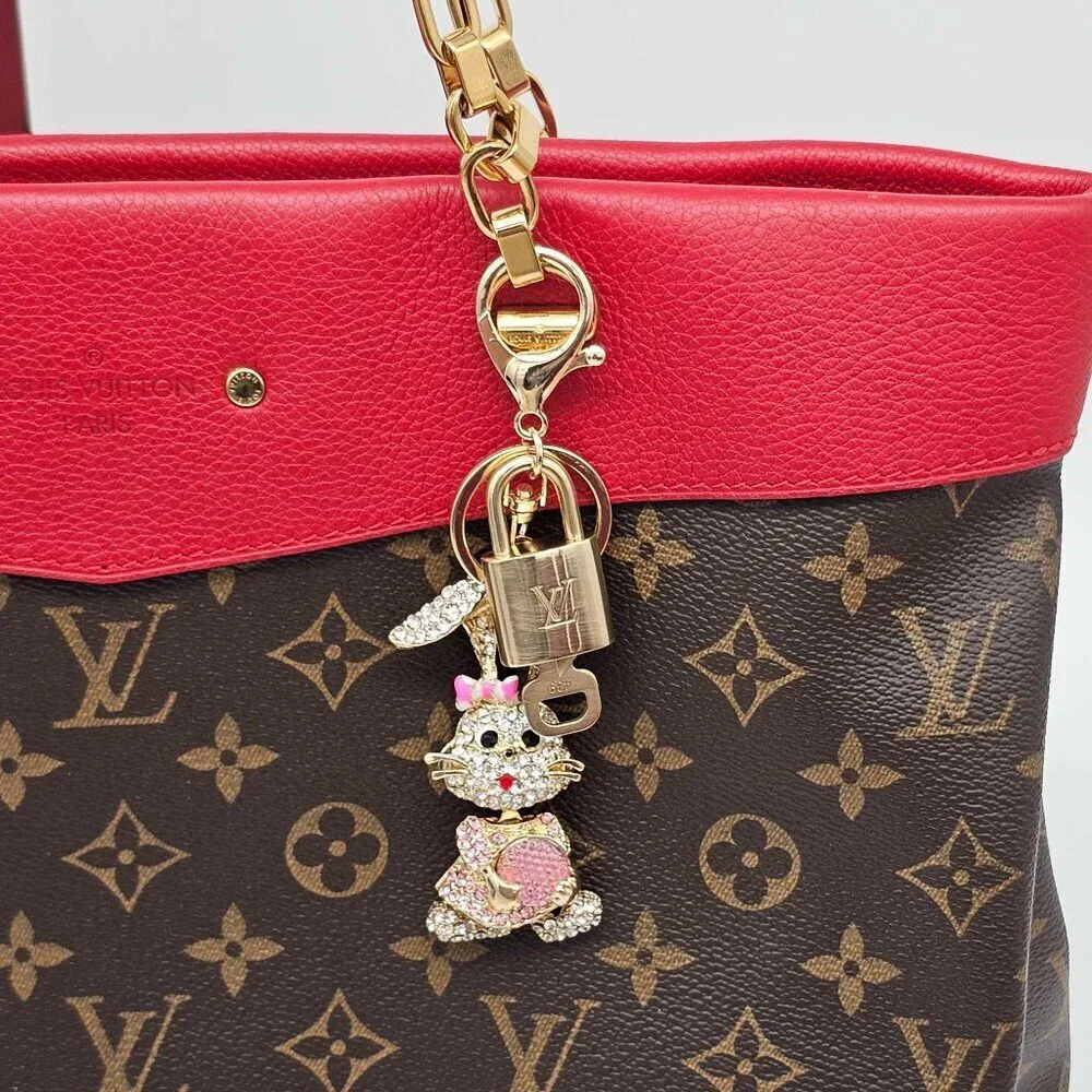Louis Vuitton Gold Padlock Key 🔒 Authentic LV Charm + Unbranded Bunny Keychain